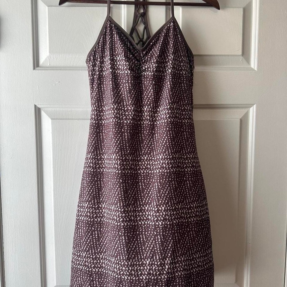 prAna Printed Strappy Back Athletic Dress Mauve Dot XS
